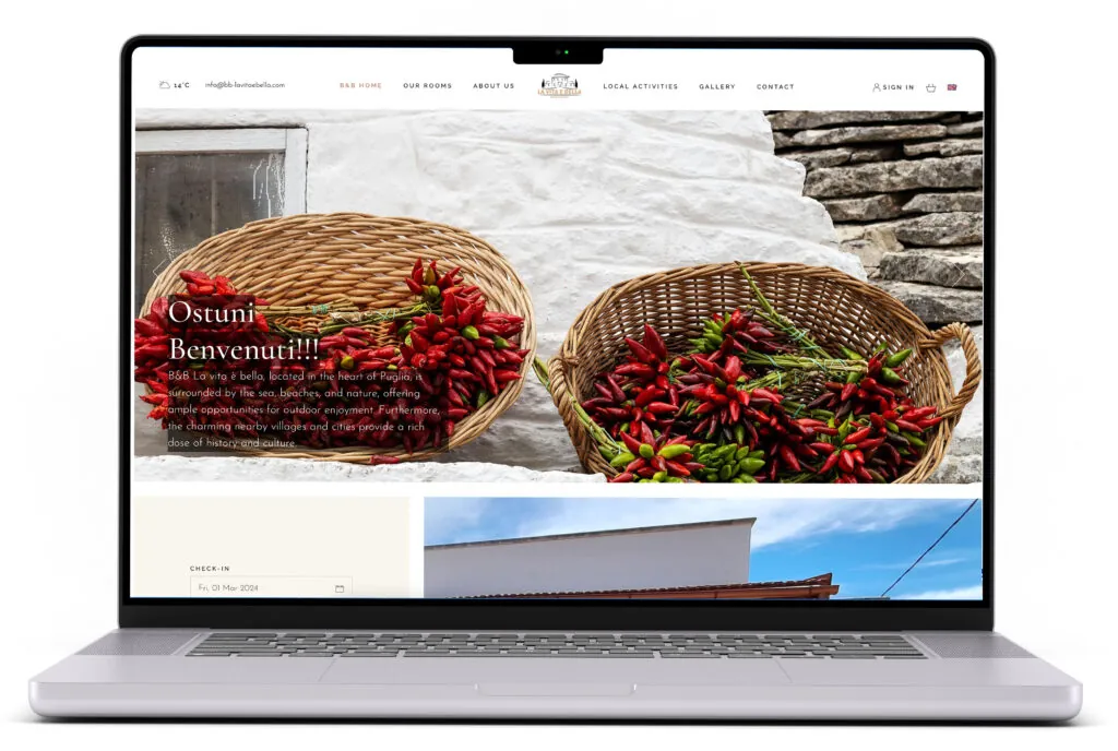macbook met bb lavitaebella website op scherm